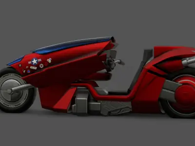 Free Akira Bike Futuristic Sci-Fi Motorcycle 3D Model Free low-poly 3D model