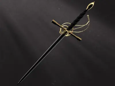 Golden Rapier Low-poly 3D model