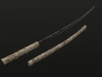 Bone Katana Low-poly 3D model