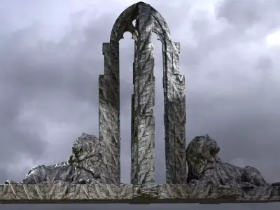 White witch Ruin Structure Low-poly 3D model