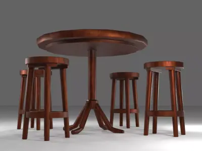Medieval Table and Stool 3D Free low-poly 3D model