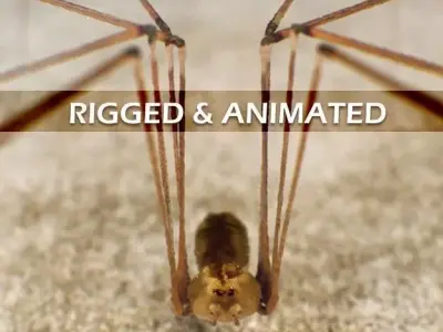 Spider Pholcus Phalangioides Rigged 3D model
