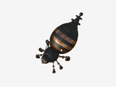 Cute Robot E04 Black Bronze - SciFi Character Design Low-poly 3D model