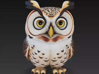 Owl Realistic 3D Model - Low Poly Realistic Low-poly 3D model