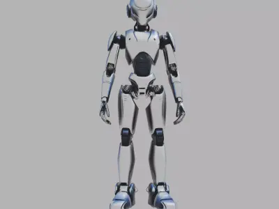 Silver Blue Futuristic Android Low-poly 3D model