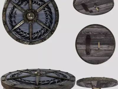 Viking Round Shield Low-poly 3D model