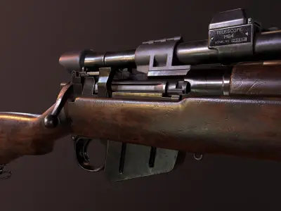 Lee Enfield WW2 Sniper Rifle PBR Low-poly 3D model