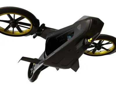 Scifi futuristic security helicopter Low-poly 3D model