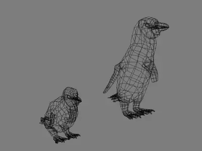 Penguins Rigged Low-poly 3D model