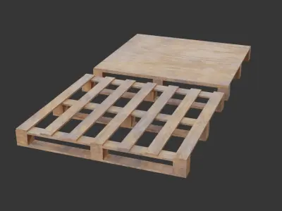 Wooden Pallets Low-poly 3D model