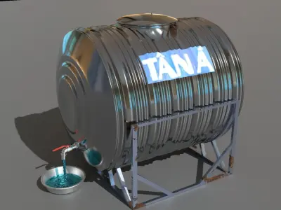 Round water tank Low-poly 3D model