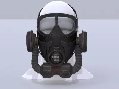 Gas Mask Low-poly 3D model 15