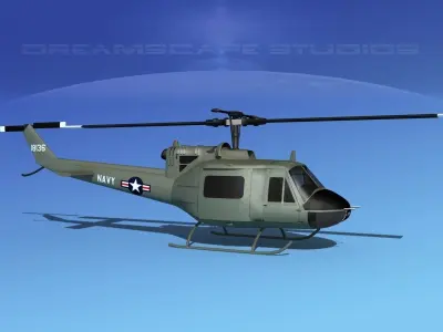Bell UH-1B Iroquois V10 US Navy 3D model