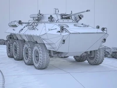 Armoured Transporter BTR 90 RIGGED Low-poly 3D model
