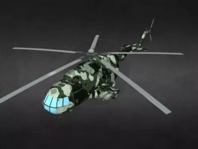 MI-17 camouflage helicopter Low-poly 3D model