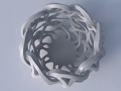 Bowl cylindrical with interlacing sharp edged lattice squeezed 2 3D model