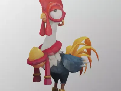 chicken low-poly 3D model rooster from game super mario bros Low-poly 3D model