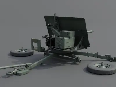 Ordnance QF 2 Pounder Anti-Tank Gun Low-poly 3D model