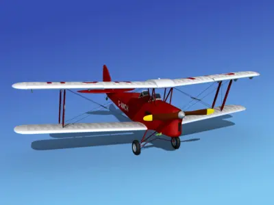 Dehavilland DH82 Tiger Moth V06 3D model