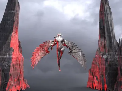 Spiral Mountain Sharp rocks With Angel 3D model