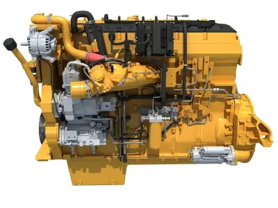 Yellow Truck Engine Cat 3D model
