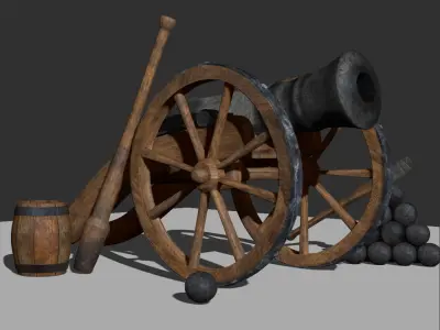 Old Iron Cannon Low-poly 3D model