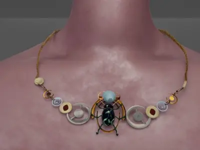 Beetle Geometric Statement Necklace Low-poly 3D model