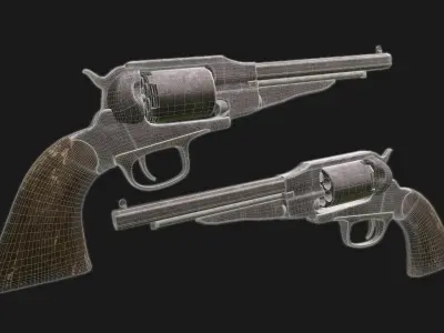 1858 Remington PBR Game Ready Free low-poly 3D model