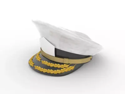 Navy Admiral Cap Hat Man 3D model