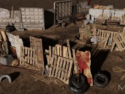 Barricades Pack Low-poly 3D model