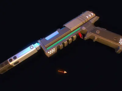 Sci-Fi Pistol Game Ready PBR Low-poly 3D model