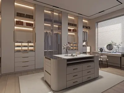 Dressing room  Wardrobe closet full Scene 3D model