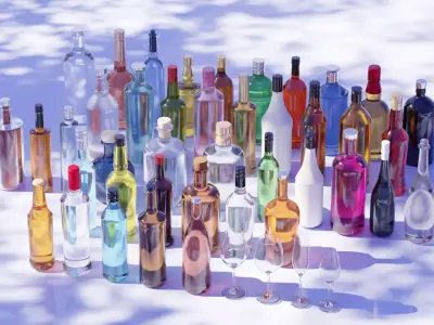 Ultimate Glass Bottle Collection Beverage and Decorative Bottles Free low-poly 3D model