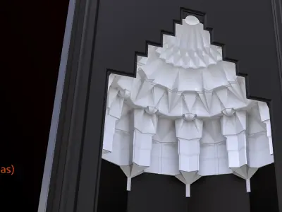 muqarnas door with curtains 3D model