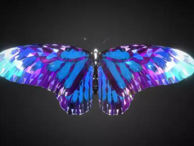 Batterfly Blue Low Polygon Art Insect Low-poly 3D model