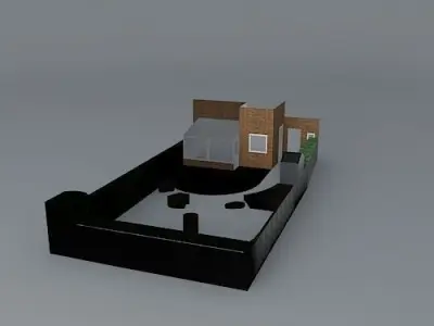 Low maintenance rear garden with curved deck Free 3D model