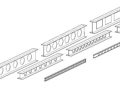 Revit Family Cellular Beam with Various Openings Parametric 3D model