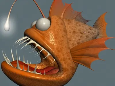 Cartoon Anglerfish RIGGED and ANIMATD Low-poly 3D model