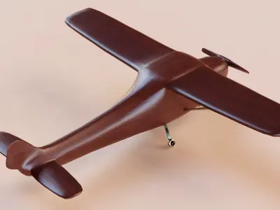 Wooden Airplane Low-poly 3D model