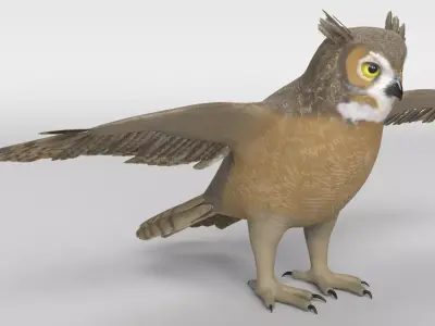 Cartoon Great Horned Owl 3D model