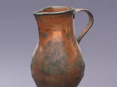 S00072 Old copper jug Low-poly 3D model
