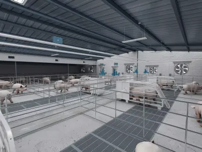 Pig farm Low-poly 3D model