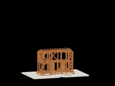 Medieval Low Poly Building Castle Wooden Village Stone House 43 Low-poly 3D model
