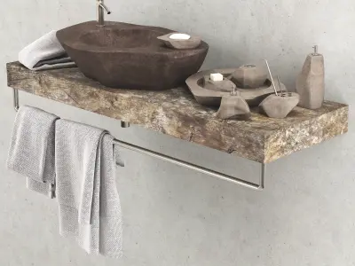 Stone rock washing bathroom 3D model