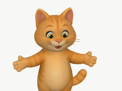 High-Quality Realistic Cute Cartoon Cat 3D model