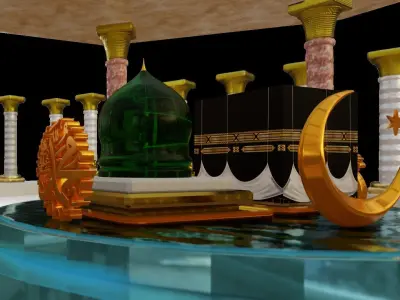 Eid 3D Islamic Model Animation Kaaba-Madina-Mosque 3D model