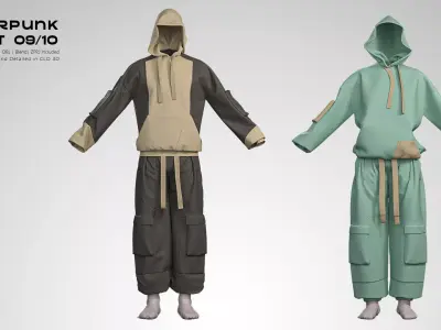 Cyberpunk Outfit 09 10 Clo3D Marvelous Designer Blend Obj 3D model