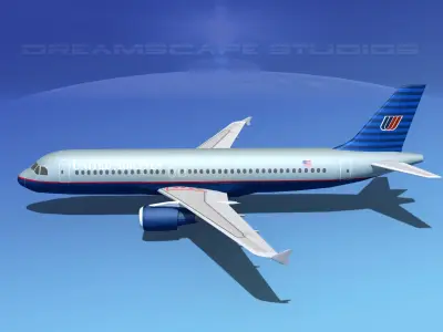 Airbus A320 LP United Airlines 1 Low-poly 3D model