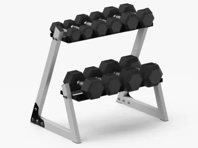 Dumbell Stand Type 02 Clean and Dirty 3D model