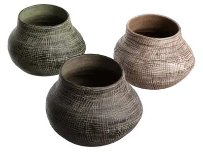  Etched Stoneware Vase Models 
